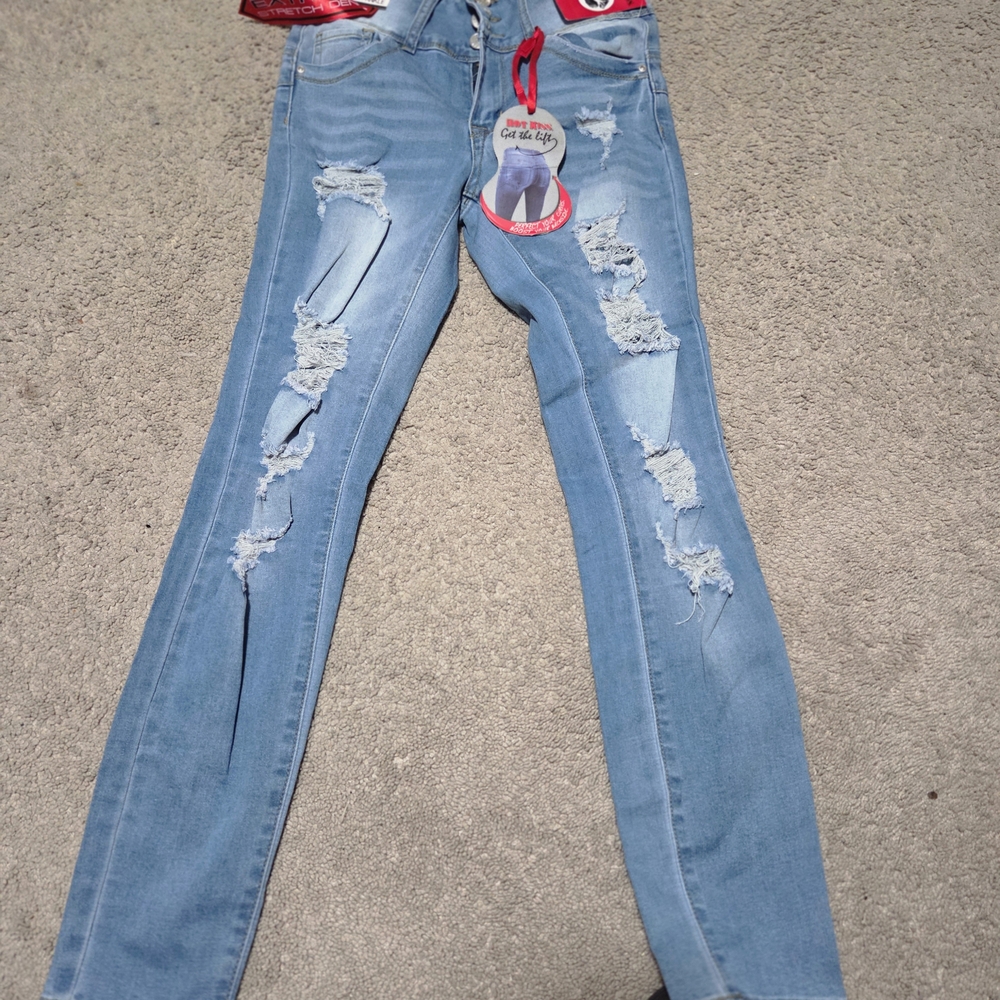 Hot Kiss Light Blue Ripped Skinny Jeans